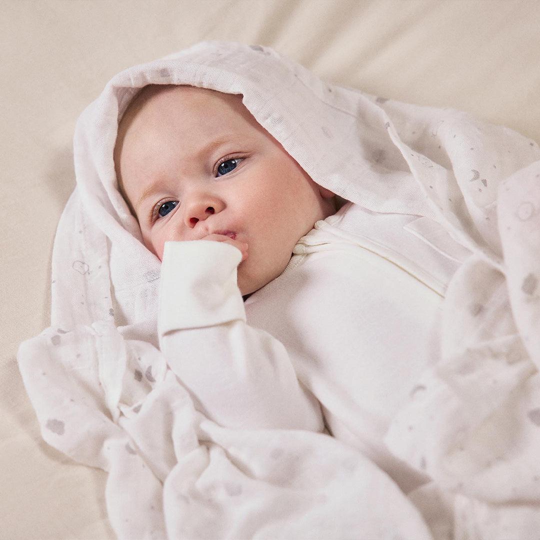 MORI Pre-Washed Large Muslin Swaddle - White-Muslin Wraps-White- | Natural Baby Shower