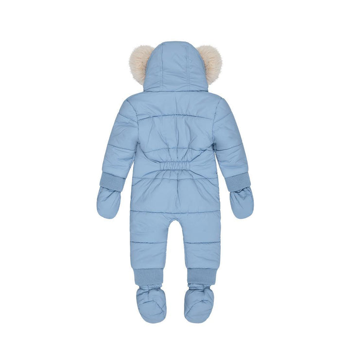 MORI Recycled Waterproof Faux Fur Lined Snowsuit - Blue-Snowsuits- | Natural Baby Shower