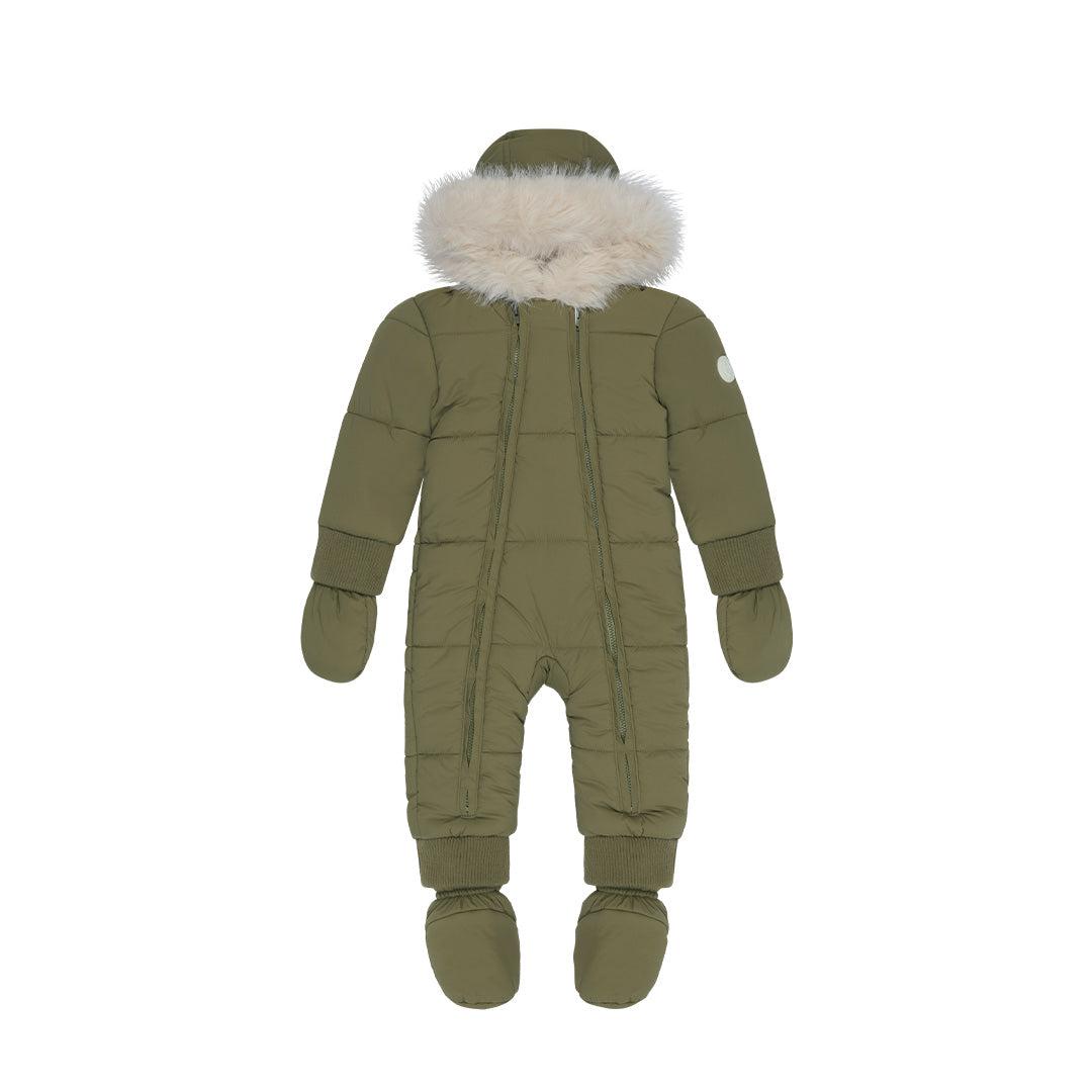 MORI Recycled Waterproof Faux Fur Lined Snowsuit - Olive-Snowsuits- | Natural Baby Shower