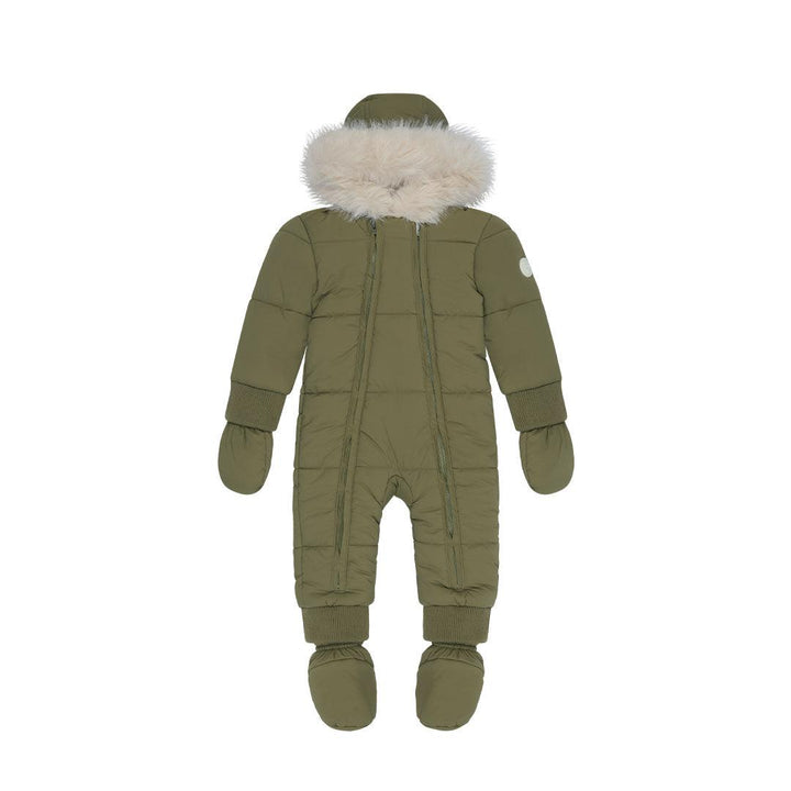 MORI Recycled Waterproof Faux Fur Lined Snowsuit - Olive-Snowsuits- | Natural Baby Shower