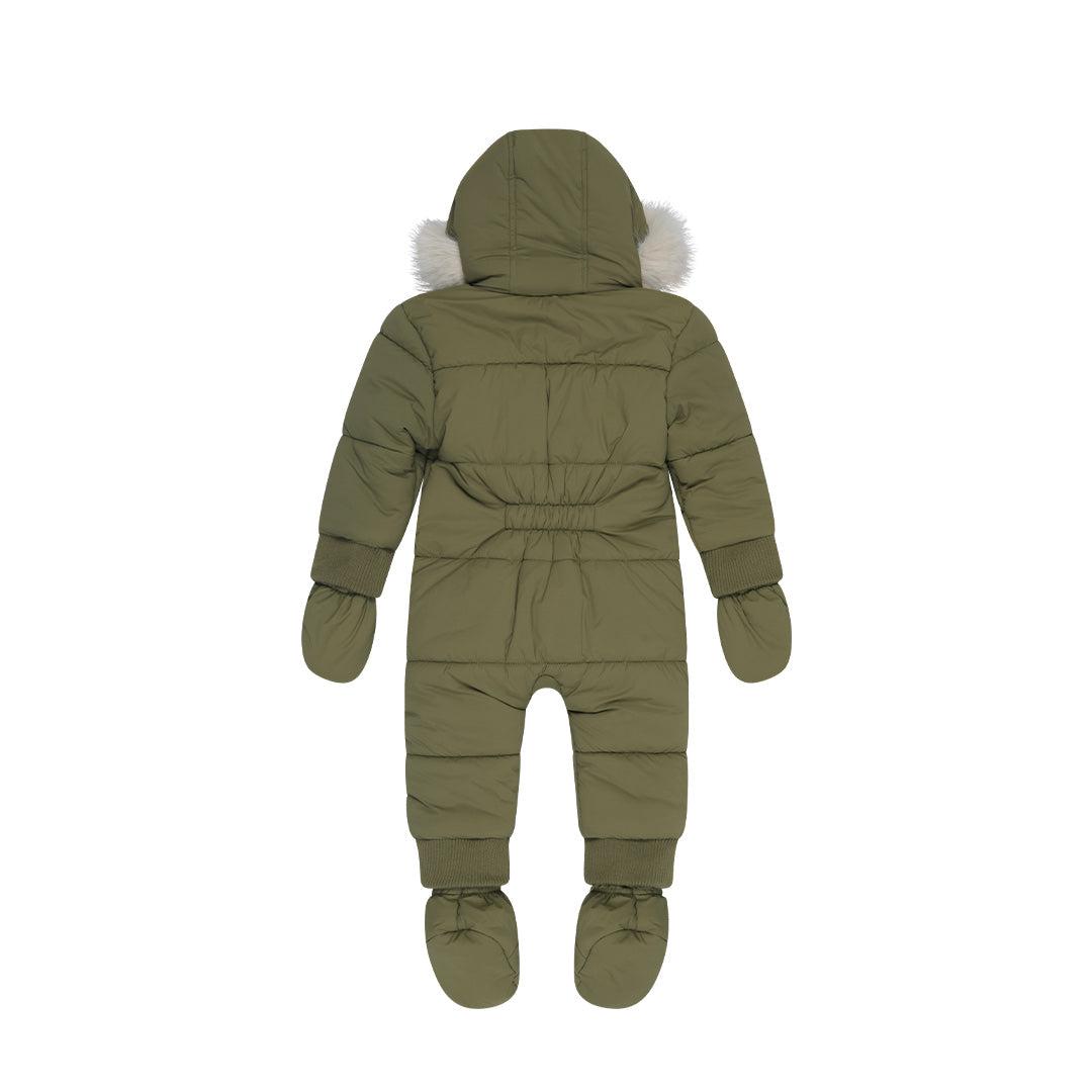 MORI Recycled Waterproof Faux Fur Lined Snowsuit - Olive-Snowsuits- | Natural Baby Shower