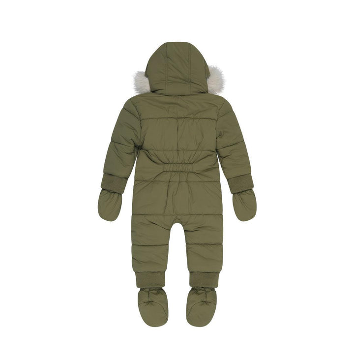 MORI Recycled Waterproof Faux Fur Lined Snowsuit - Olive-Snowsuits- | Natural Baby Shower