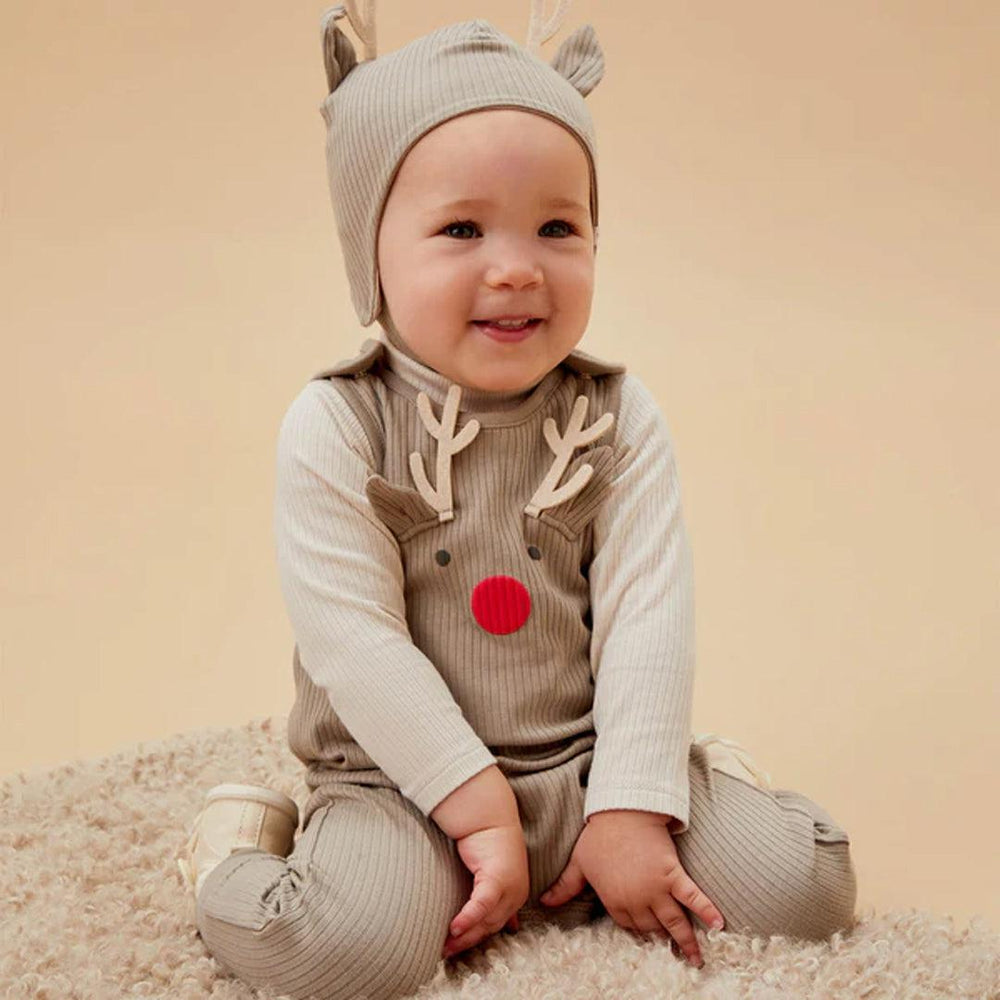 MORI Reindeer Ribbed Dungarees - Brown-Dungarees-Brown-0-3m | Natural Baby Shower