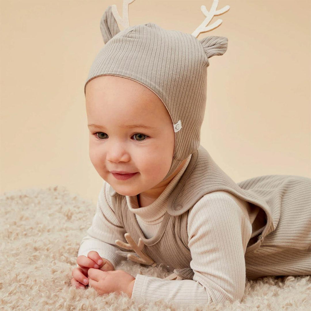 MORI Reindeer Bonnet With Poppers - Brown-Hats-Brown-0-3m | Natural Baby Shower