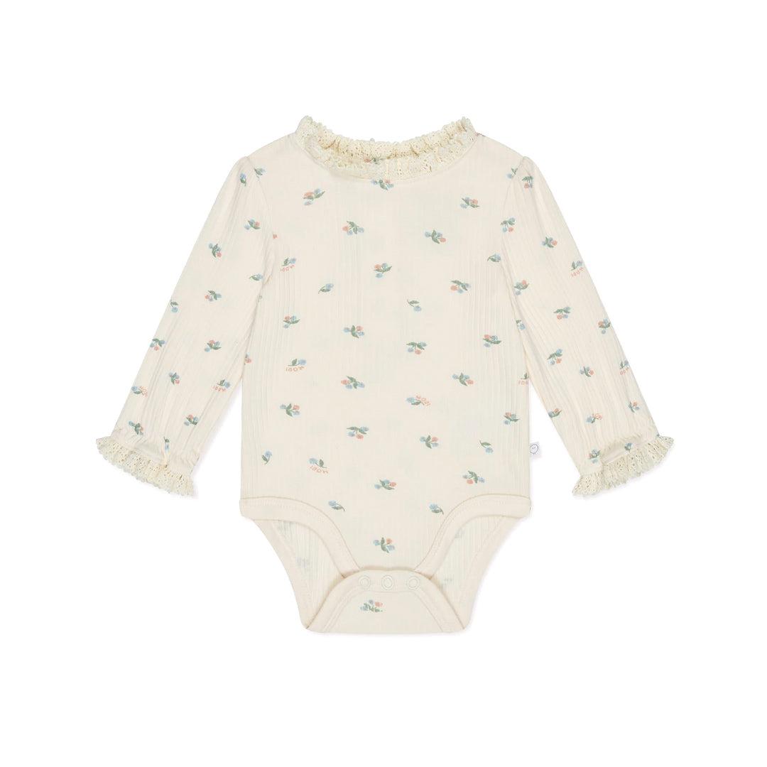 MORI Ribbed Floral Print Long Sleeve Bodysuit - Floral Print-Bodysuits- | Natural Baby Shower