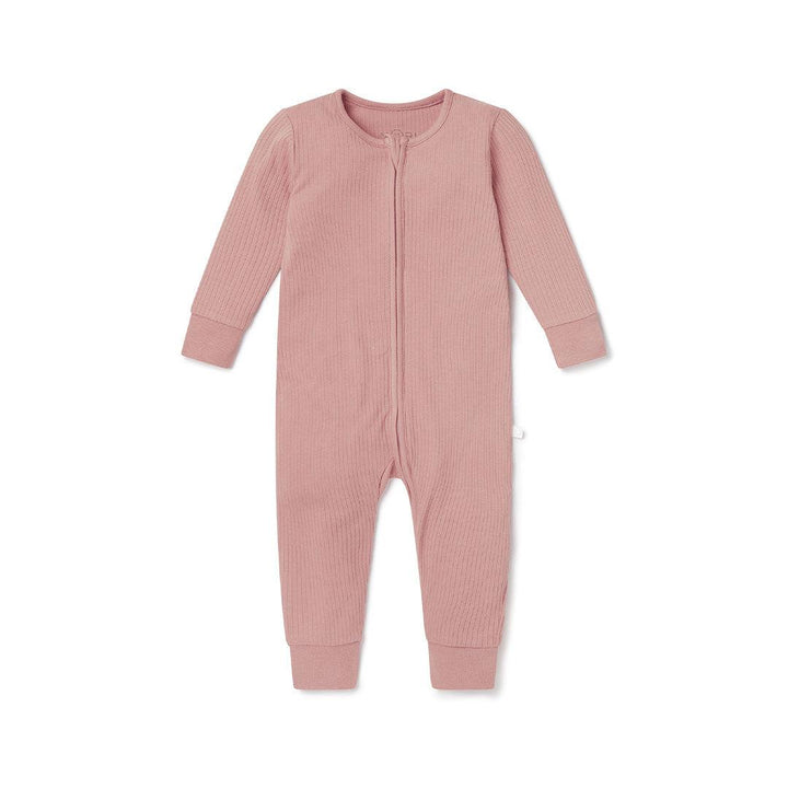 MORI Ribbed Two Way Zip-Up Sleepsuit - Rose-Sleepsuits- | Natural Baby Shower