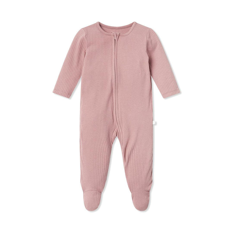 MORI Ribbed Two Way Zip-Up Sleepsuit - Rose-Sleepsuits- | Natural Baby Shower