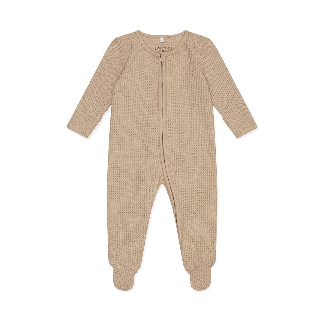 MORI Waffle Two Way Zip-Up Sleepsuit - Taupe-Sleepsuits- | Natural Baby Shower