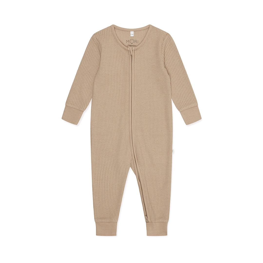 MORI Waffle Two Way Zip-Up Sleepsuit - Taupe-Sleepsuits- | Natural Baby Shower