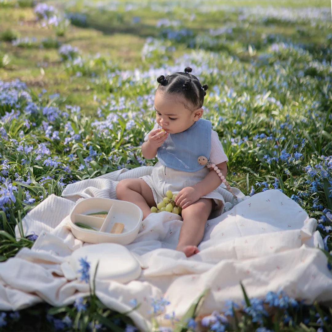 Mushie Muslin Bib | 2-Pack - Tradewinds/Baby Blue-Bibs-Tradewinds/Baby Blue-0+ months | Natural Baby Shower