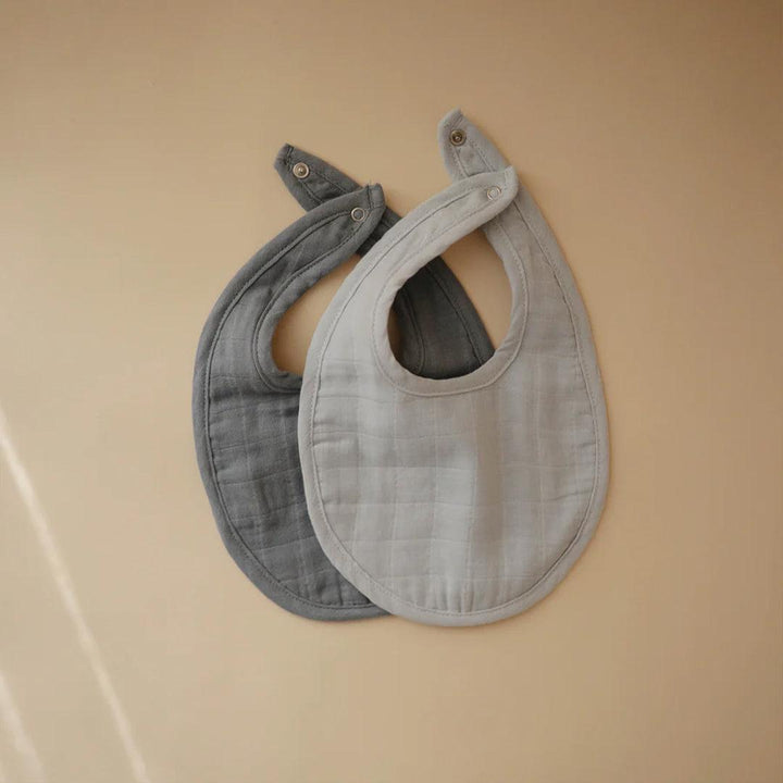 Mushie Muslin Bib | 2-Pack - Tradewinds/Baby Blue-Bibs-Tradewinds/Baby Blue-0+ months | Natural Baby Shower