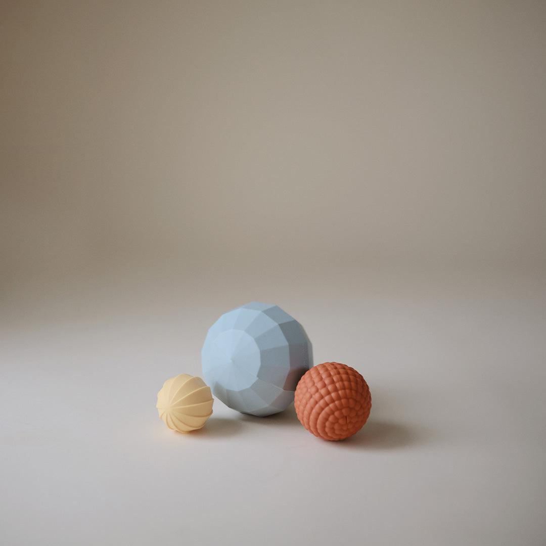 Mushie Nesting Spheres Sensory Toy Powder Blue (Set Of 3) - Powder Blue-Soft Toys-Powder Blue-10+ months | Natural Baby Shower