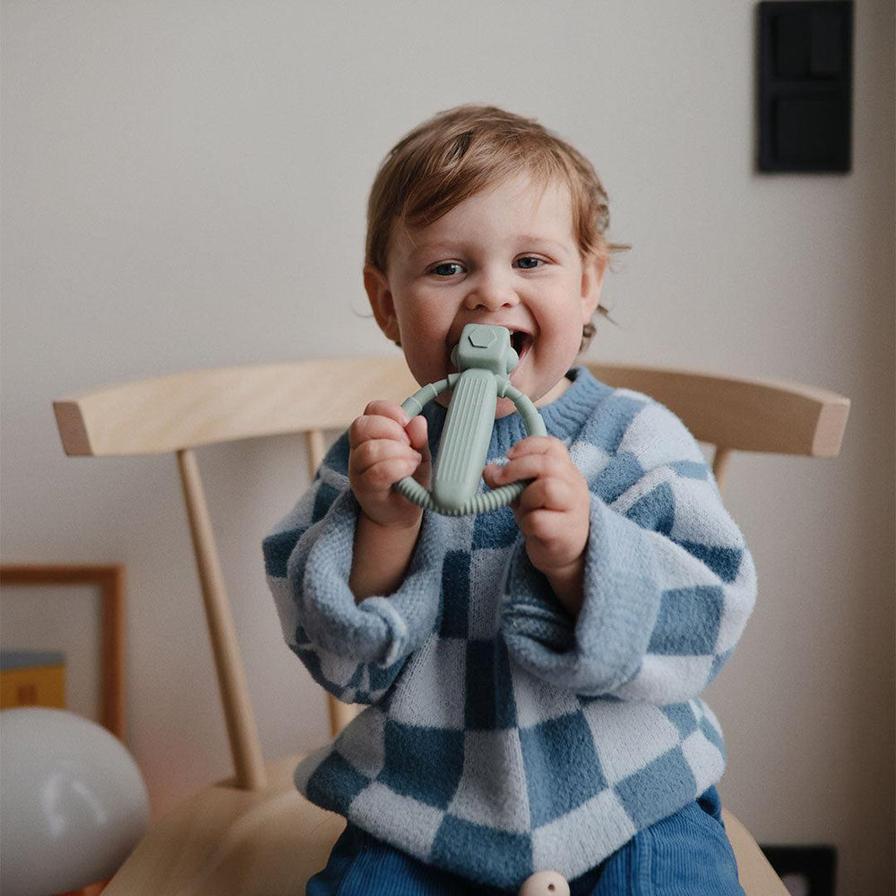 Mushie Robot Rattle Teether - Cambridge Blue-Teethers-Cambridge Blue-3+ months | Natural Baby Shower