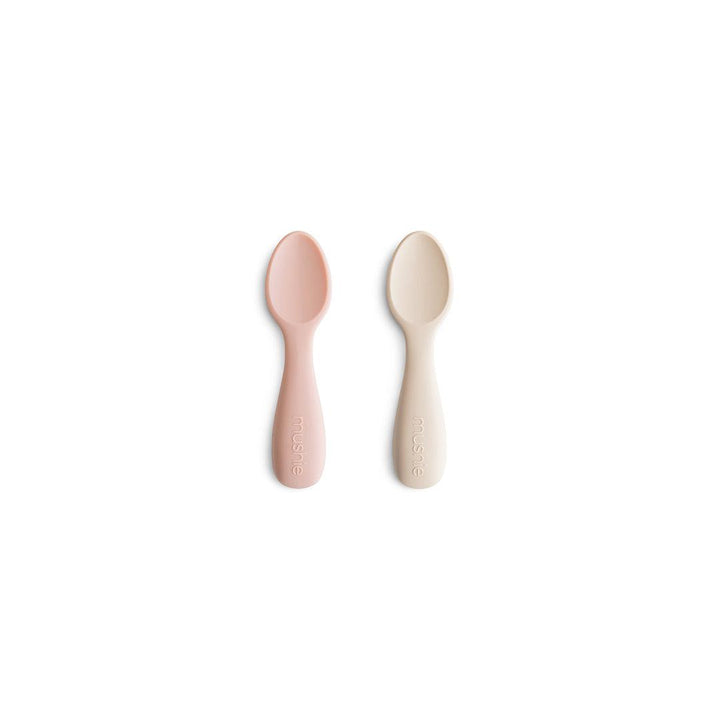 Mushie Silicone Toddler Starter Spoons | 2-Pack - Blush/Shifting Sand-Cutlery-Blush/Shifting Sand-12+ months | Natural Baby Shower