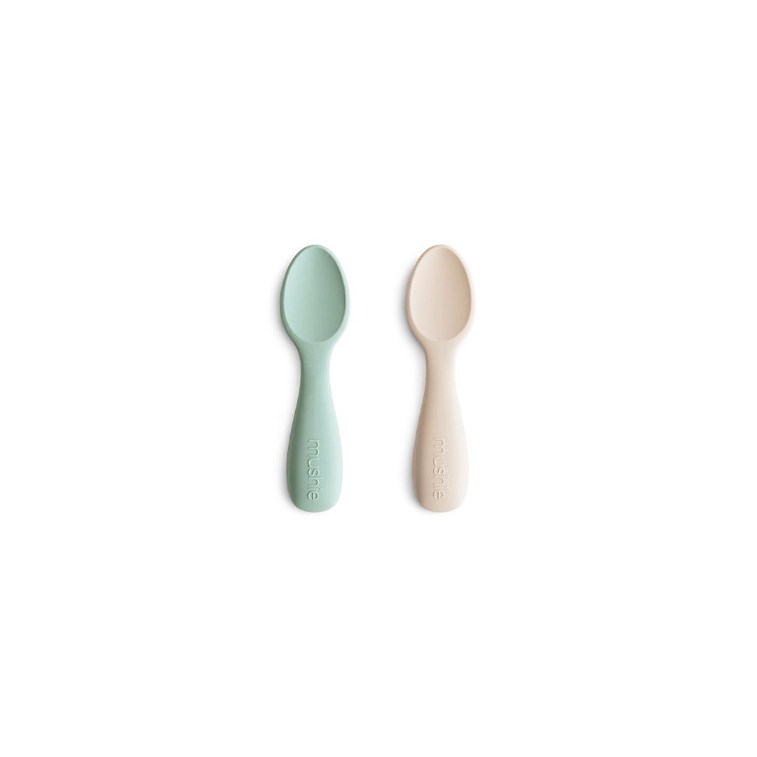 Mushie Silicone Toddler Starter Spoons | 2-Pack - Cambridge Blue/Shifting Sand-Cutlery-Cambridge Blue/Shifting Sand-12+ months | Natural Baby Shower