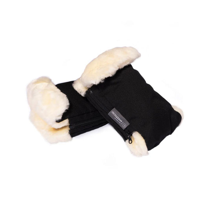 Naturally Sheepskins Deluxe Stroller Mittens - Black-Stroller Mittens-Black- | Natural Baby Shower