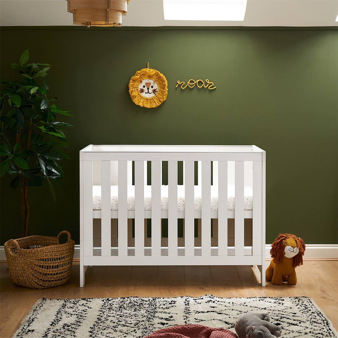 Obaby Nika Mini Cot Bed - White Wash-Cot Beds-White Wash-No Mattress | Natural Baby Shower