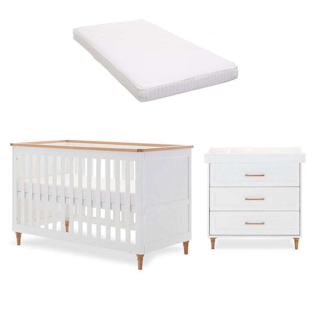 Obaby Orla 2 Piece Room Set - White-Nursery Sets-White-Obaby Moisture Management Mattress | Natural Baby Shower