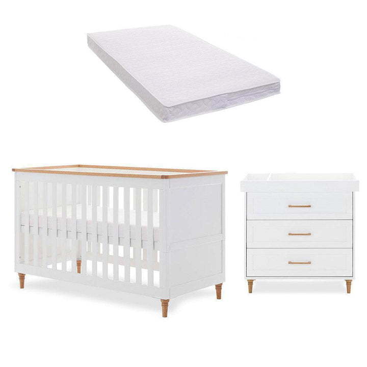 Obaby Orla 2 Piece Room Set - White-Nursery Sets-White-Obaby Pocket Sprung Mattress | Natural Baby Shower