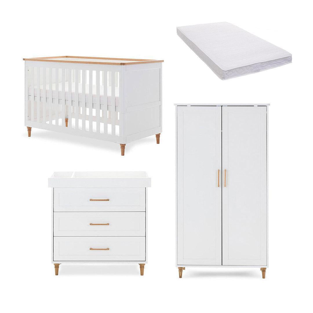 Obaby Orla 3 Piece Room Set - White-Nursery Sets-White-Obaby Pocket Sprung Mattress | Natural Baby Shower