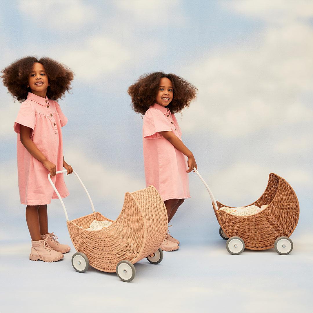 Olli Ella Moon Strolley - Seashell Pink-Dolls Prams-Seashell Pink- | Natural Baby Shower