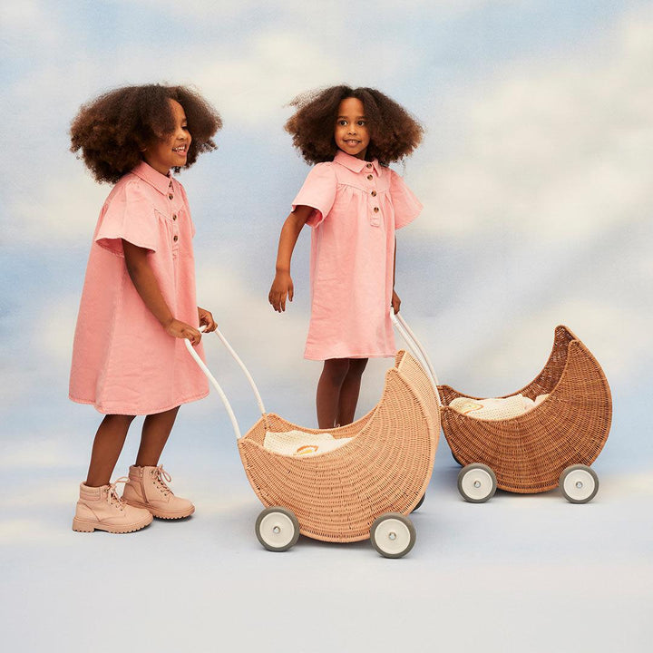 Olli Ella Moon Strolley - Seashell Pink-Dolls Prams-Seashell Pink- | Natural Baby Shower