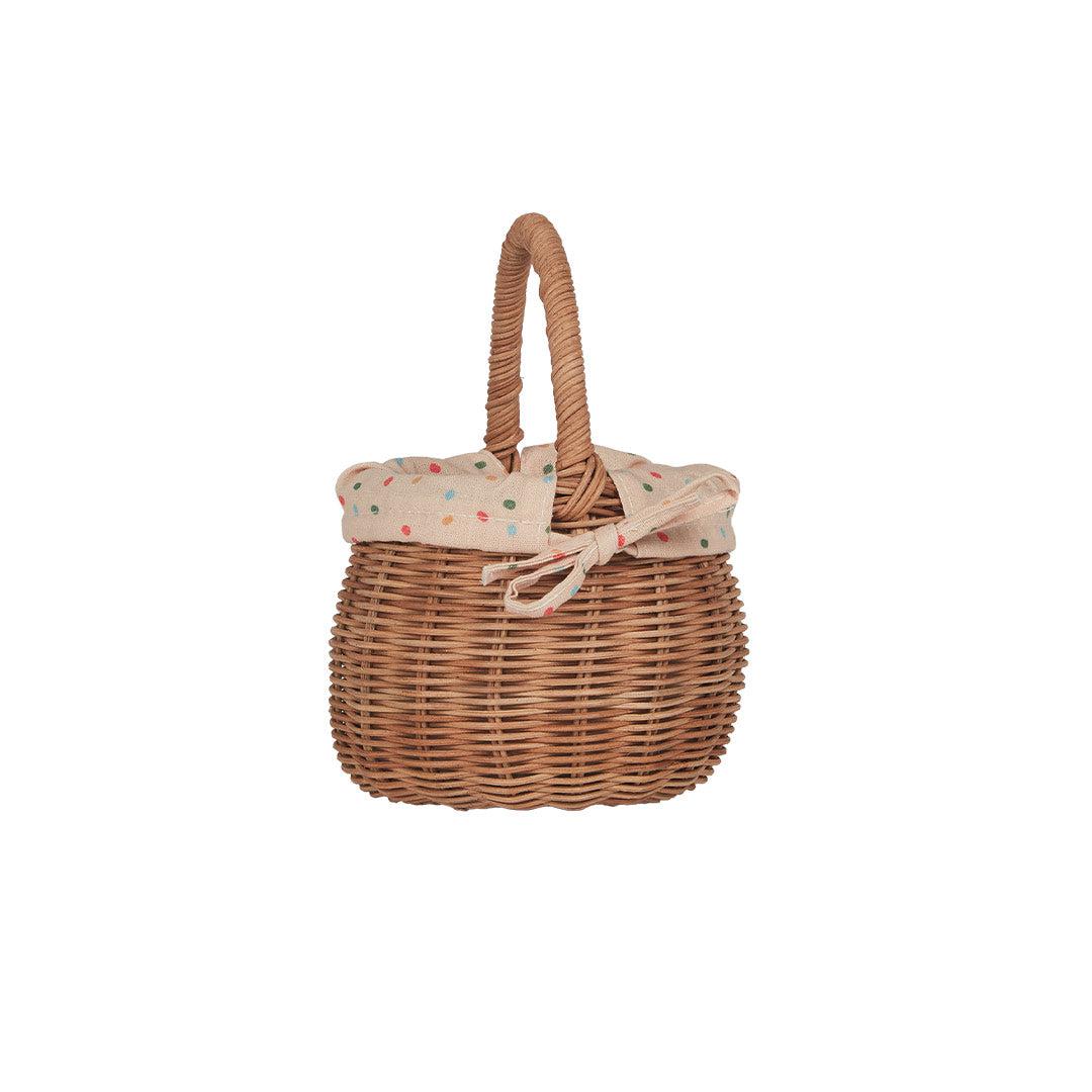 Olli Ella Rattan Berry Basket With Lining - Gumdrop - Natural Rattan-Play Bags + Purses-Natural Rattan-Gumdrop | Natural Baby Shower