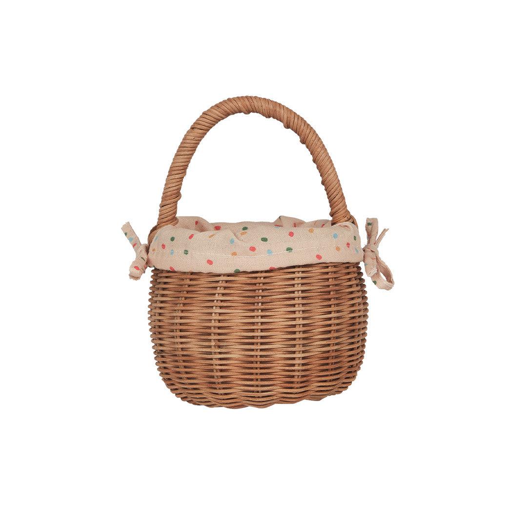 Olli Ella Rattan Berry Basket With Lining - Gumdrop - Natural Rattan-Play Bags + Purses-Natural Rattan-Gumdrop | Natural Baby Shower