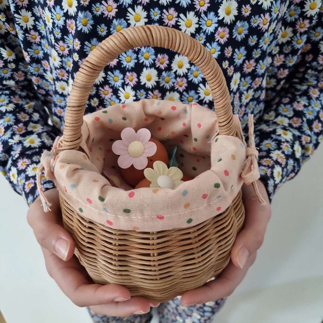 Olli Ella Rattan Berry Basket With Lining - Gumdrop - Natural Rattan-Play Bags + Purses-Natural Rattan-Gumdrop | Natural Baby Shower