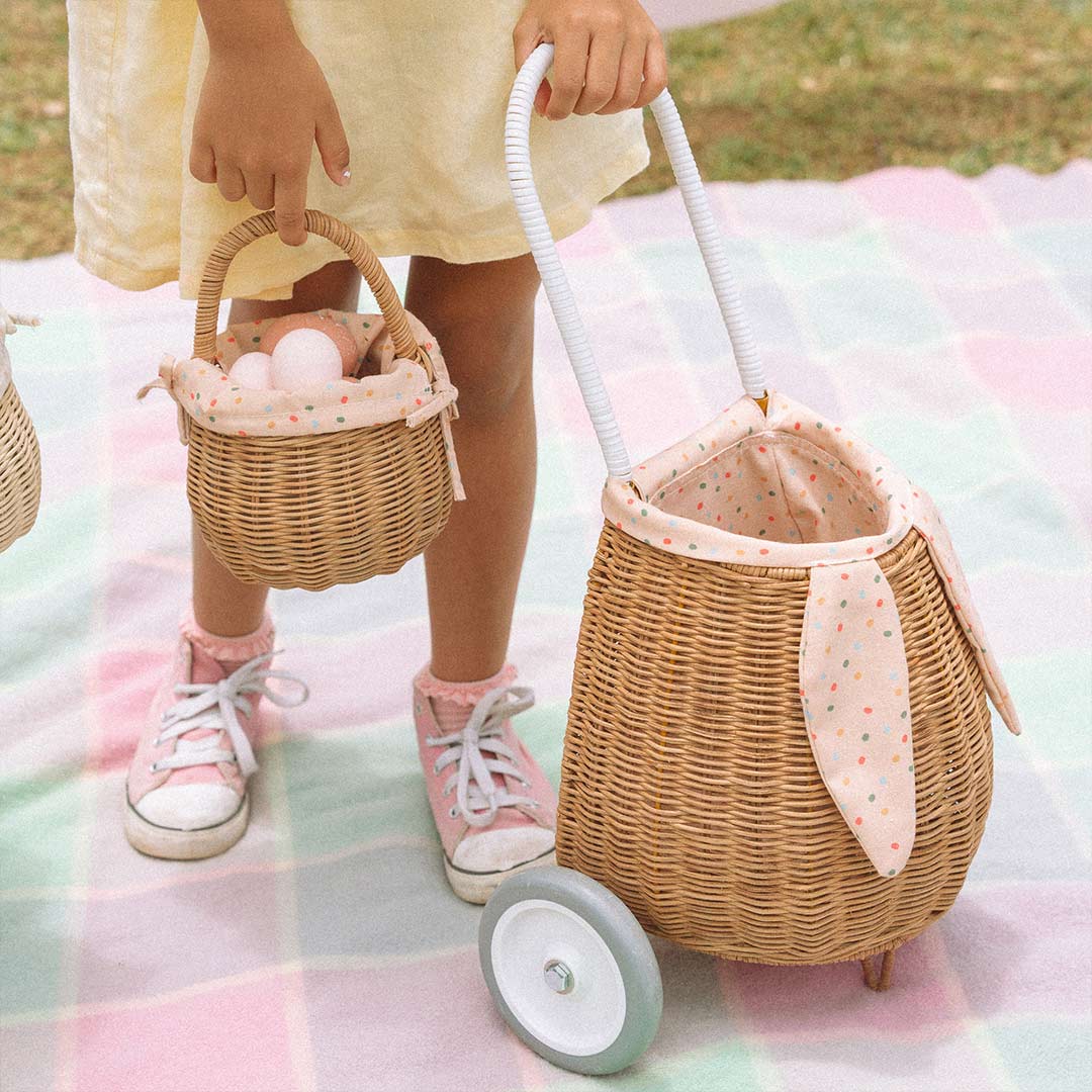 Olli Ella Rattan Berry Basket With Lining - Gumdrop - Natural Rattan-Play Bags + Purses-Natural Rattan-Gumdrop | Natural Baby Shower