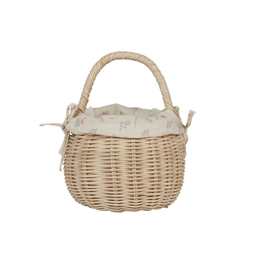 Olli Ella Rattan Berry Basket With Lining - Pansy - Straw Rattan-Play Bags + Purses-Straw Rattan-Pansy | Natural Baby Shower