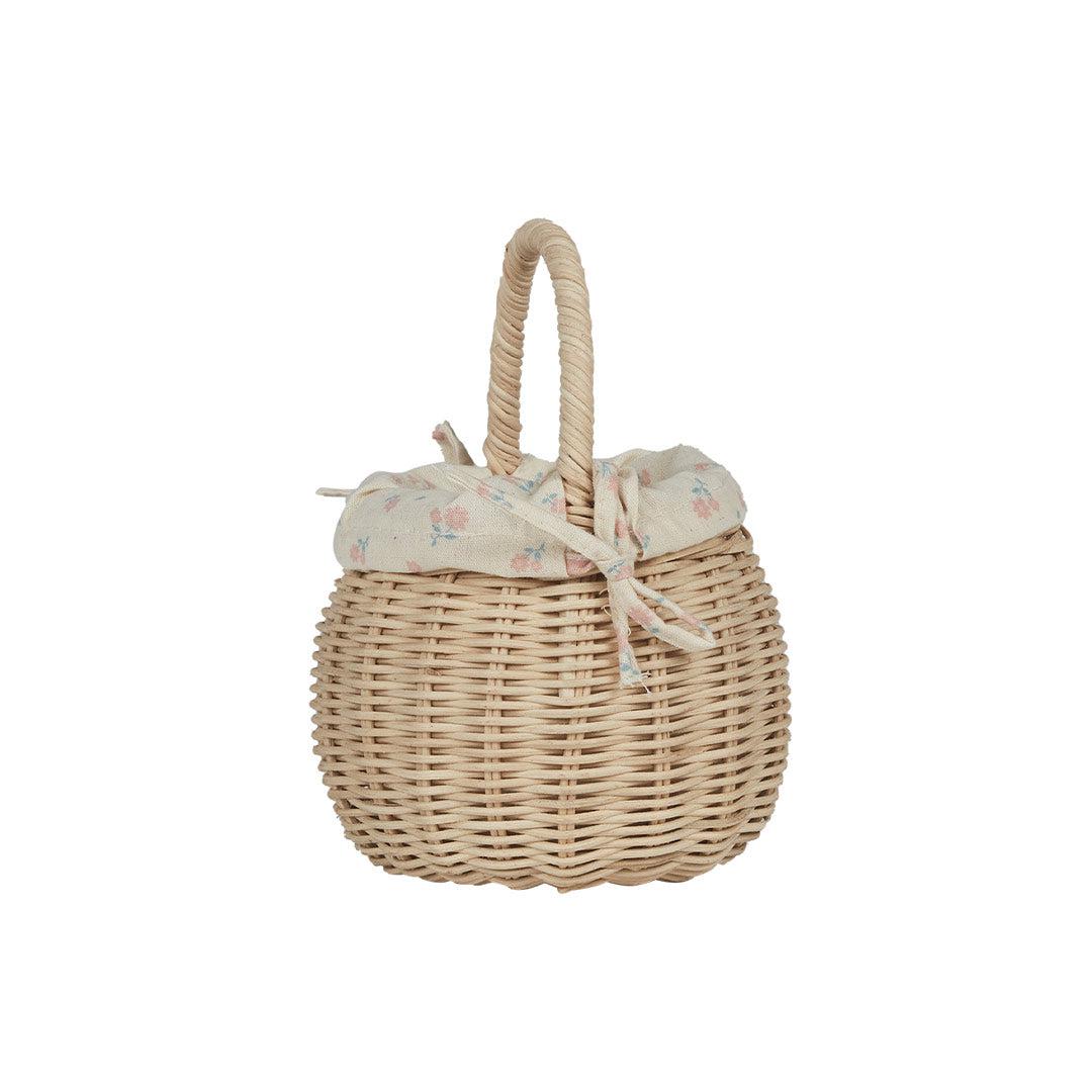 Olli Ella Rattan Berry Basket With Lining - Pansy - Straw Rattan-Play Bags + Purses-Straw Rattan-Pansy | Natural Baby Shower