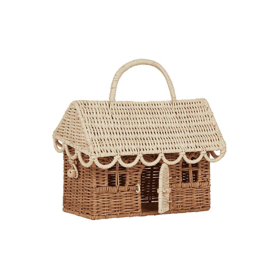 Olli Ella Rattan Gingerbread Casa Clutch - Natural + Straw-Play Bags + Purses-Natural + Straw- | Natural Baby Shower