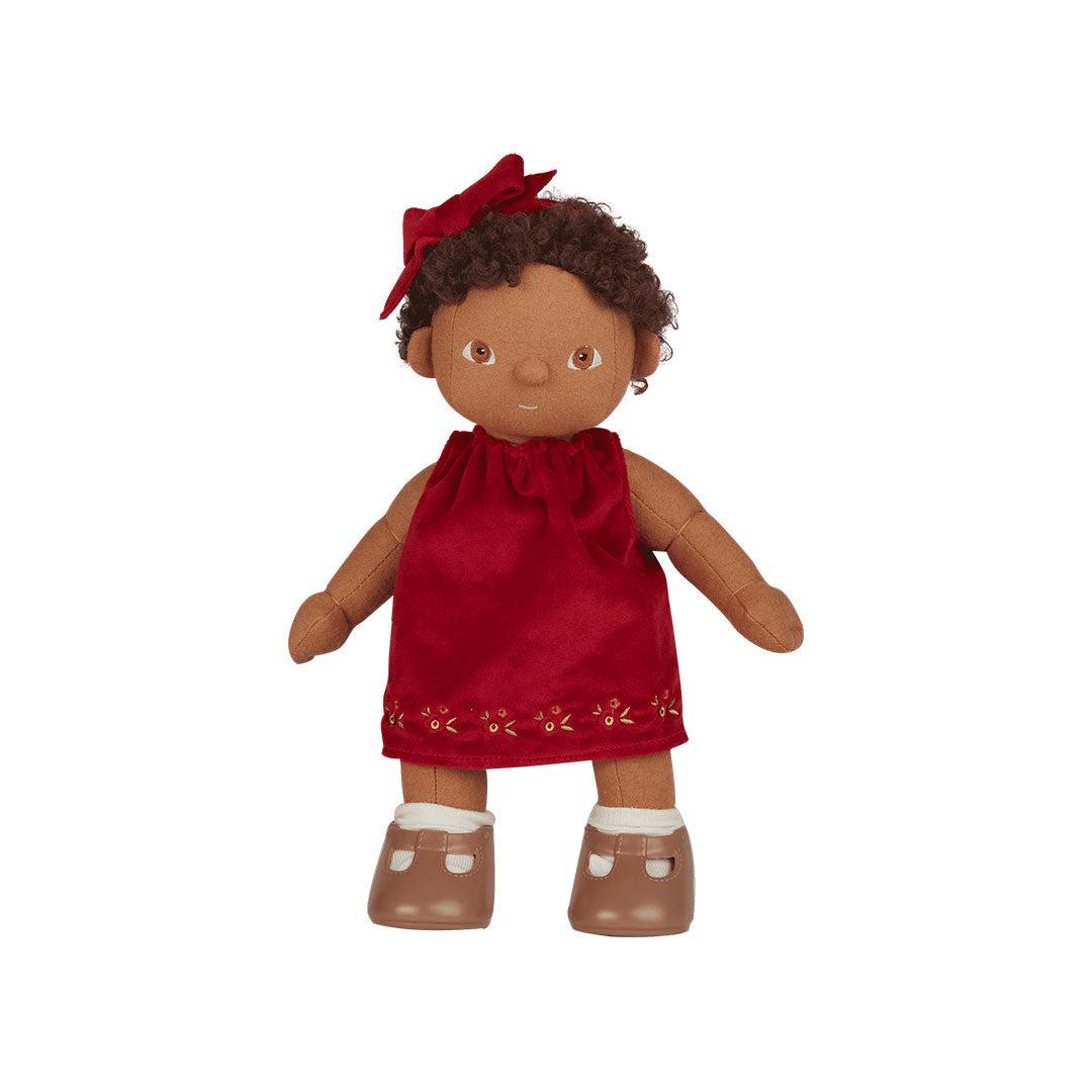 Olli Ella Dinkum Doll Una Dress Holiday Set - Red & Garland-Dolls Accessories-Red & Garland- | Natural Baby Shower