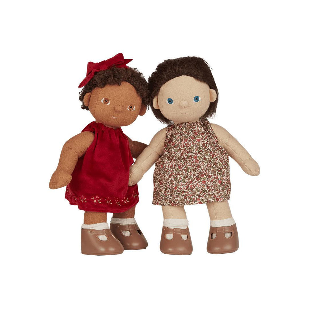 Olli Ella Dinkum Doll Una Dress Holiday Set - Red & Garland-Dolls Accessories-Red & Garland- | Natural Baby Shower