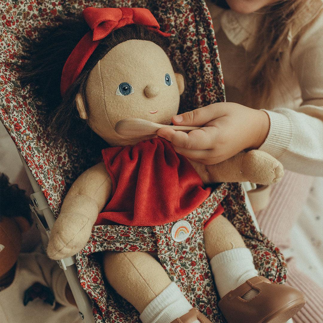 Olli Ella Dinkum Doll Una Dress Holiday Set - Red & Garland-Dolls Accessories-Red & Garland- | Natural Baby Shower