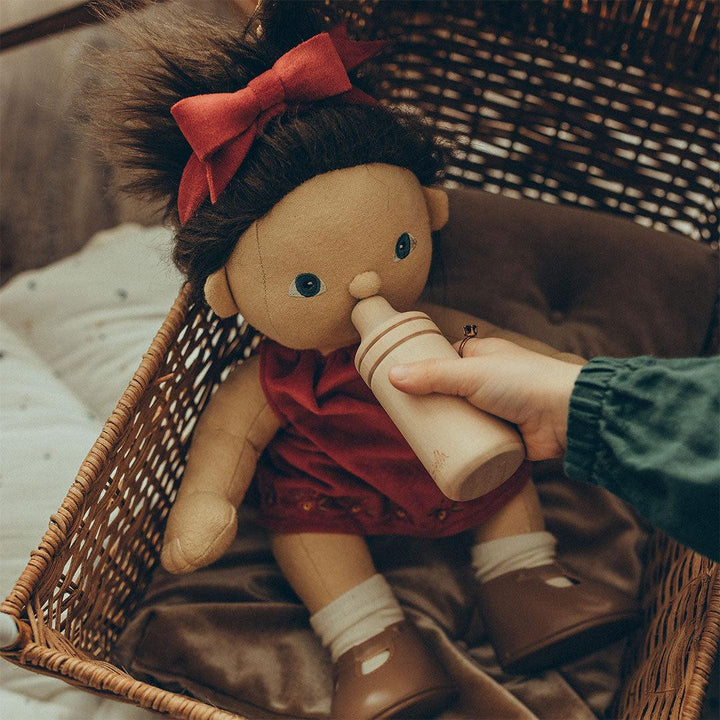 Olli Ella Dinkum Doll Una Dress Holiday Set - Red & Garland-Dolls Accessories-Red & Garland- | Natural Baby Shower