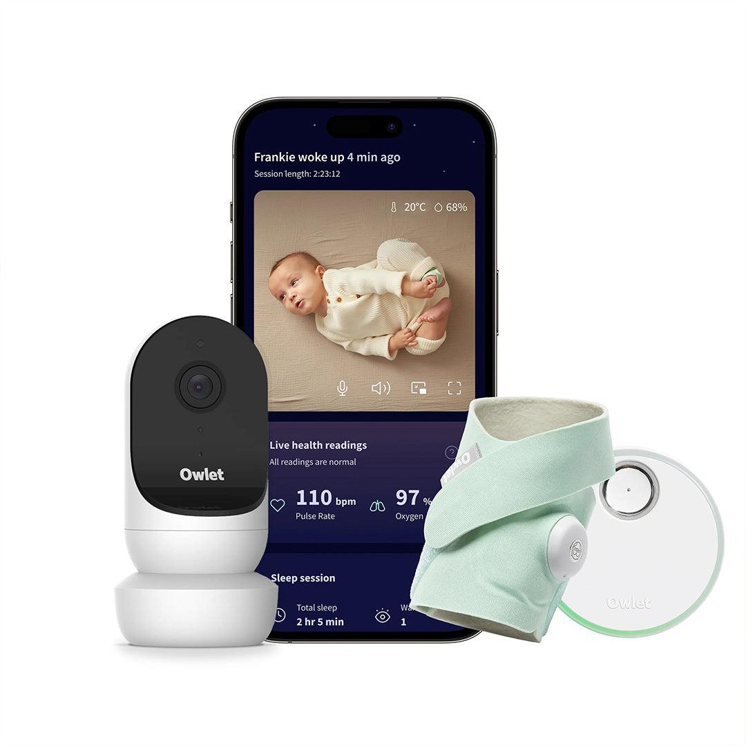 Owlet Cam 2 + Dream Sock Set - White - Mint Socks-Baby Monitors-White/Mint Socks- | Natural Baby Shower