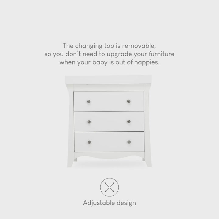 CuddleCo Clara 3-Drawer Dresser + Changer - White