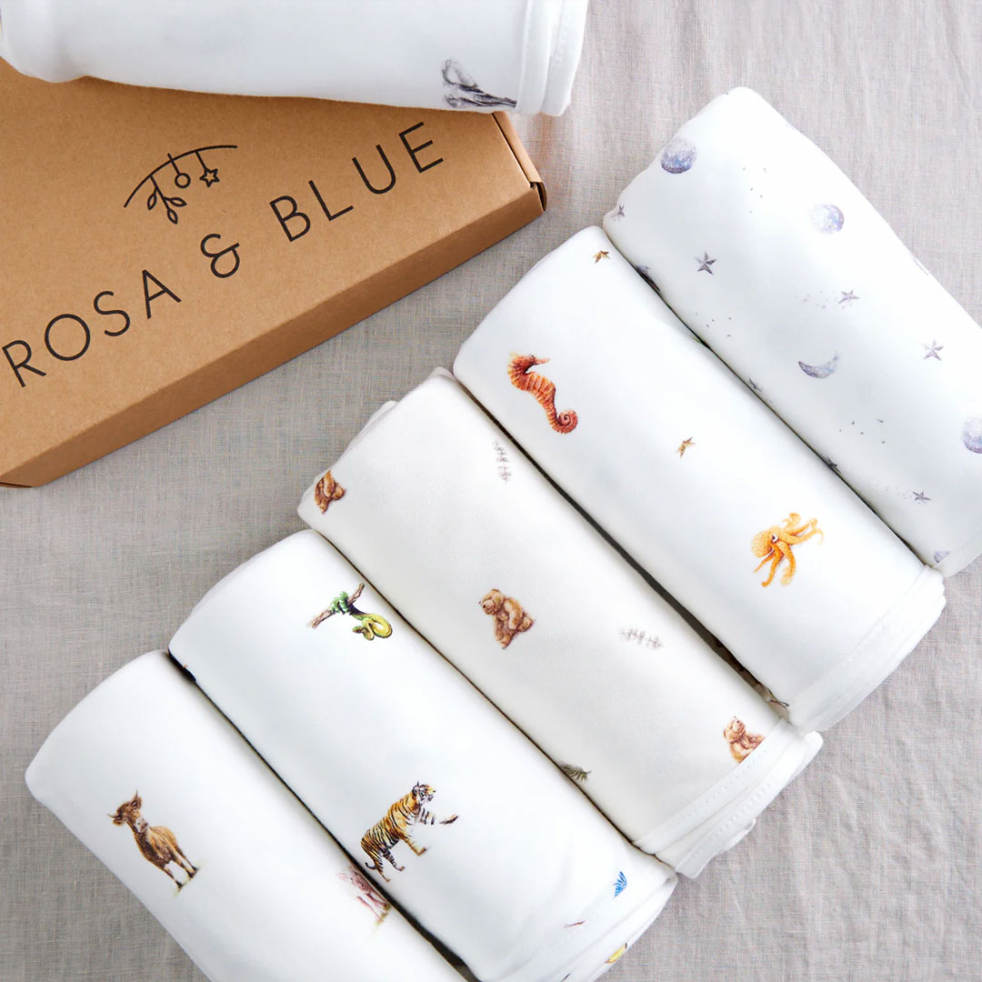 Rosa & Blue Baby Blanket - Safari-Blankets-Safari- | Natural Baby Shower