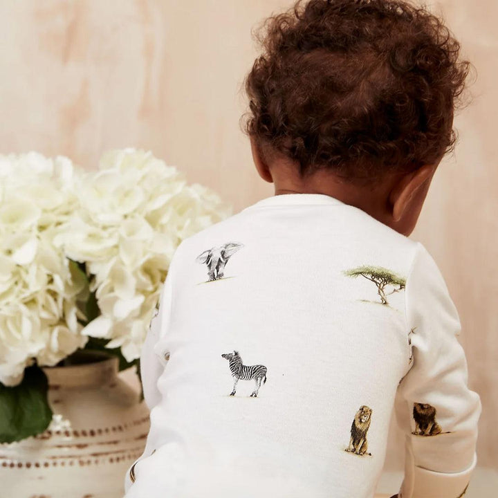 Rosa & Blue Long Bodysuit - Safari-Bodysuits- | Natural Baby Shower