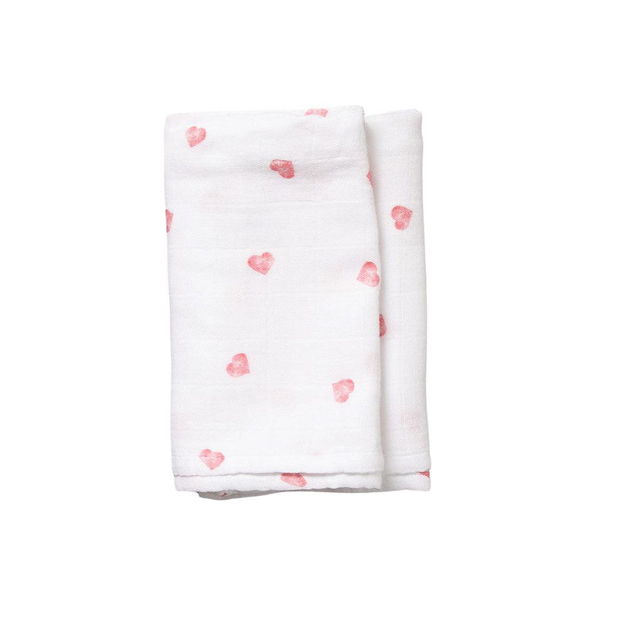 Rosa & Blue Muslin Swaddle - Pink Heart-Swaddling Wraps-Pink Heart-110x110cm | Natural Baby Shower