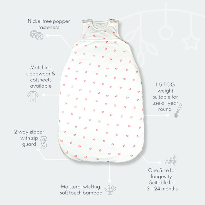 Rosa & Blue Sleeping Bag - 1.5 Tog - Heart