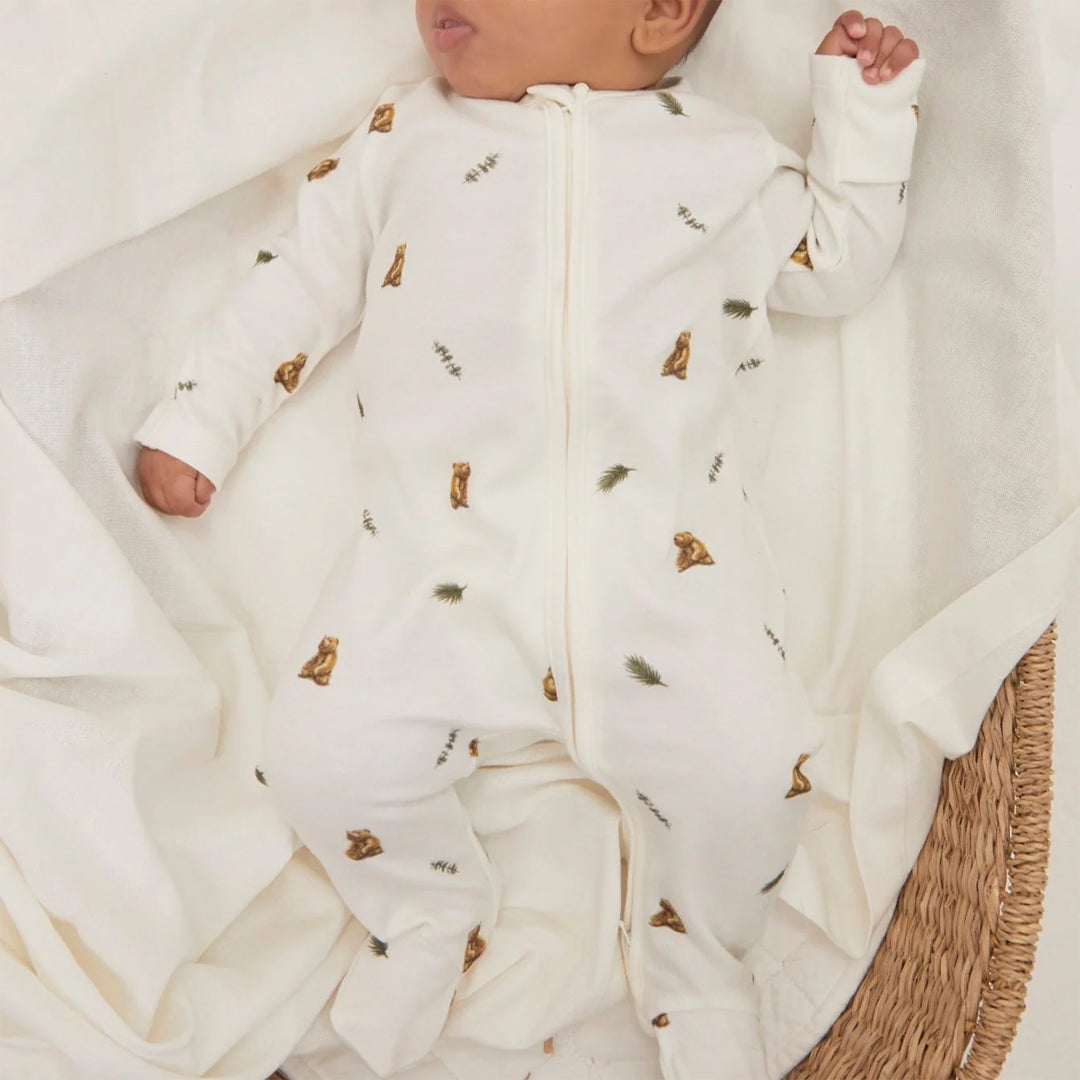 Rosa & Blue Sleepsuit - Brown Bear-Sleepsuits- | Natural Baby Shower