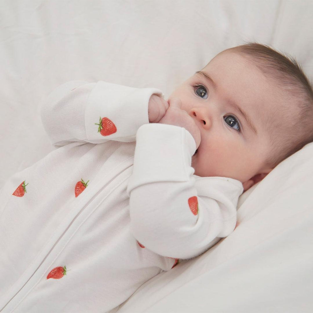 Rosa & Blue Sleepsuit - Strawberry-Sleepsuits- | Natural Baby Shower