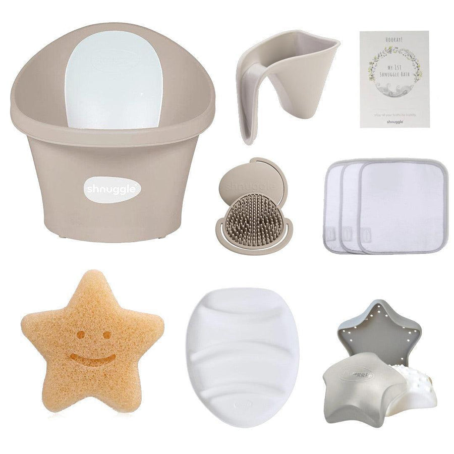 Shnuggle Baby Bath Essentials Bundle - Taupe-Bathing Care-Taupe- | Natural Baby Shower