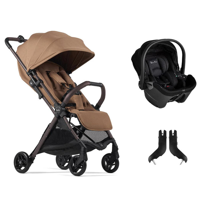 Silver Cross Jet 5 Pushchair + Dream Car Seat Travel System - Cinnamon-Travel Systems-Cinnamon-No Footmuff | Natural Baby Shower