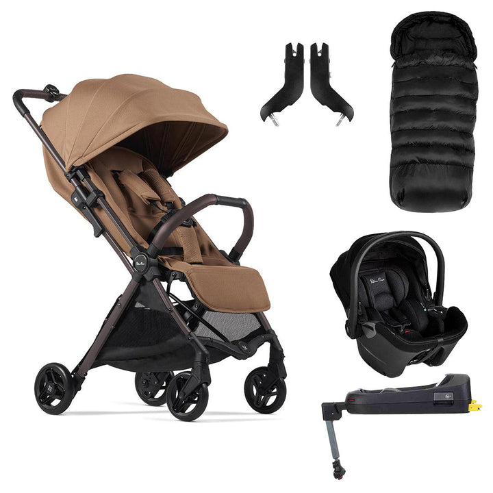 Silver Cross Jet 5 Pushchair + Dream Car Seat Travel System - Cinnamon-Travel Systems-Cinnamon-With Footmuff | Natural Baby Shower