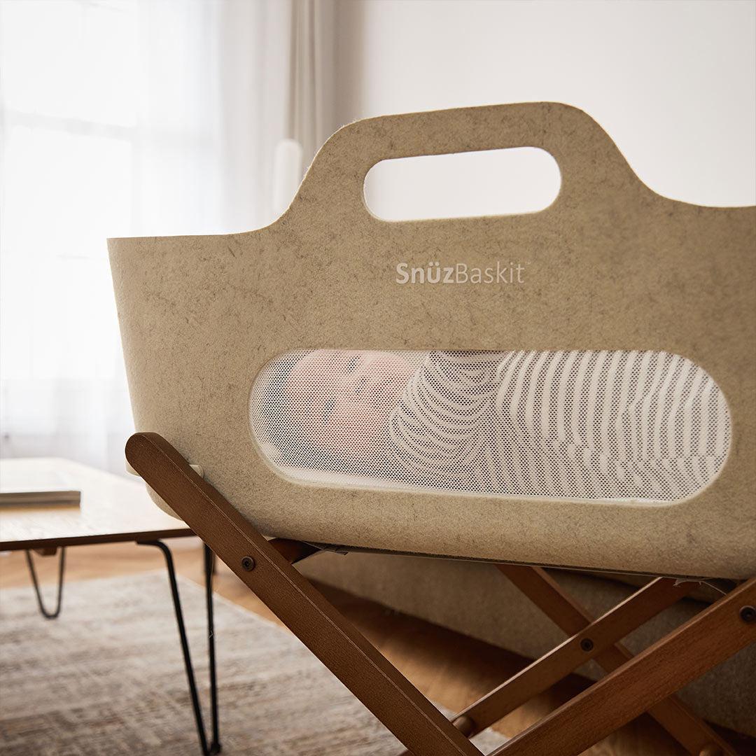 Snuzbaskit Barley Moses Basket + Walnut Stand - Barley / Walnut-Moses Baskets-Barley / Walnut- | Natural Baby Shower