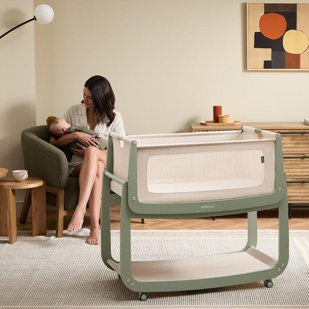 SnuzPod 5 Bedside Crib - Sage-Bedside Cribs-Sage-Crib | Natural Baby Shower